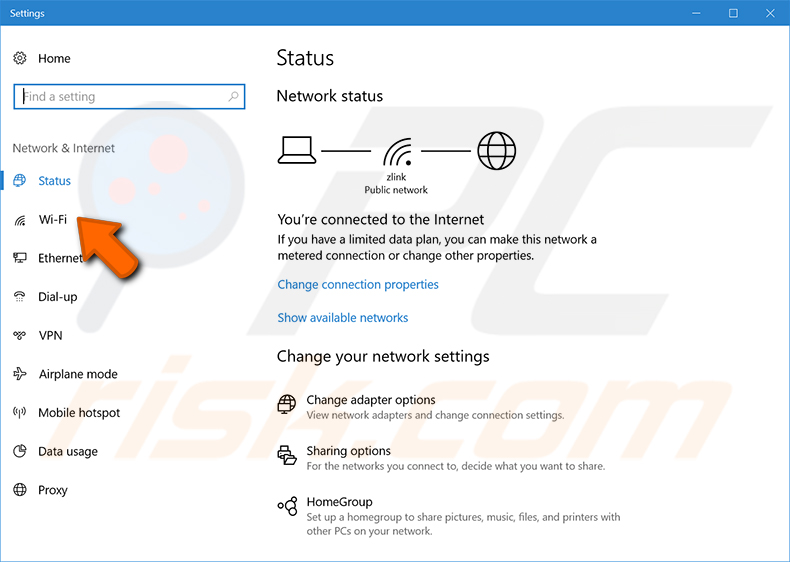 Change a Network Location in Settings Application step 2