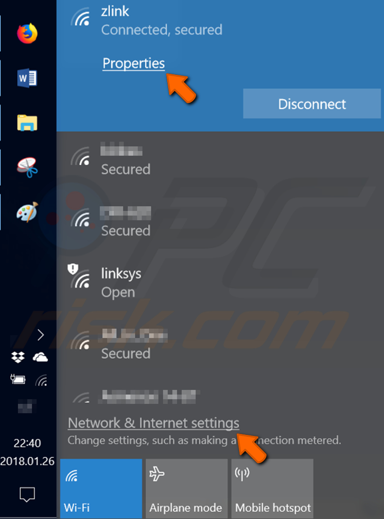 Change a Network Location in Settings Application step 1