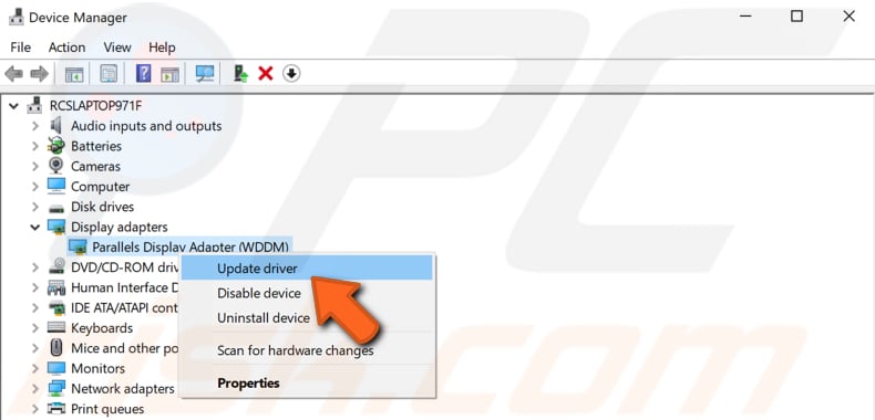 update display and network adapter driver step 2