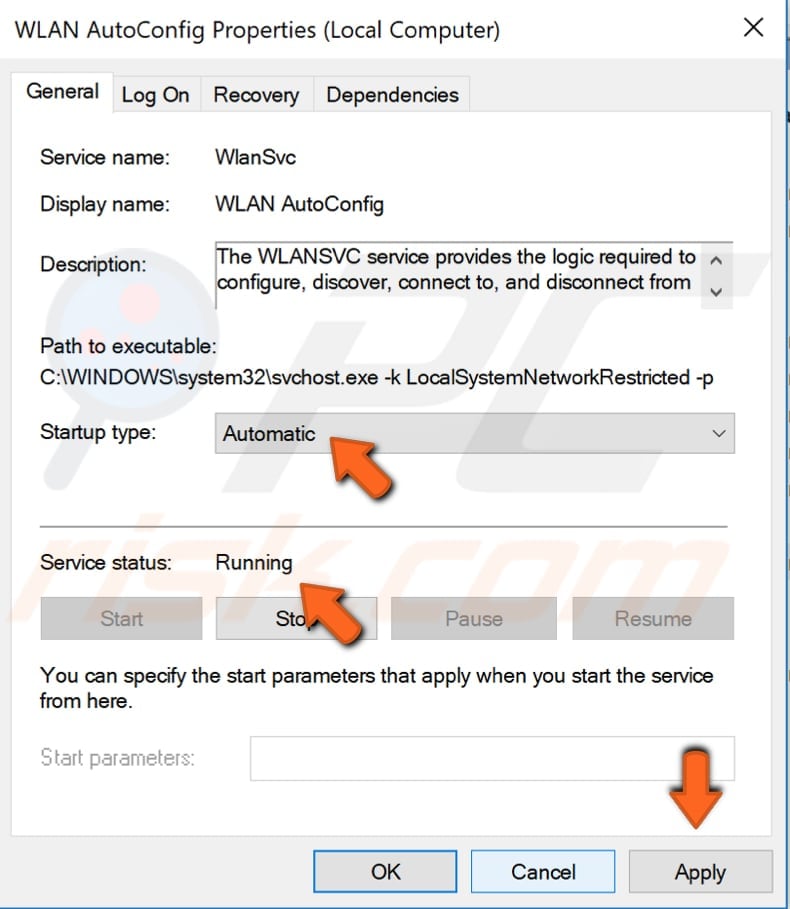 check WLAN autoconfig service step 3