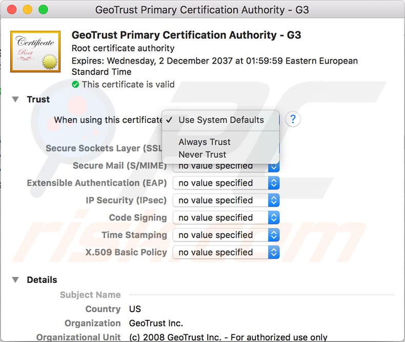 trust certificate in safari