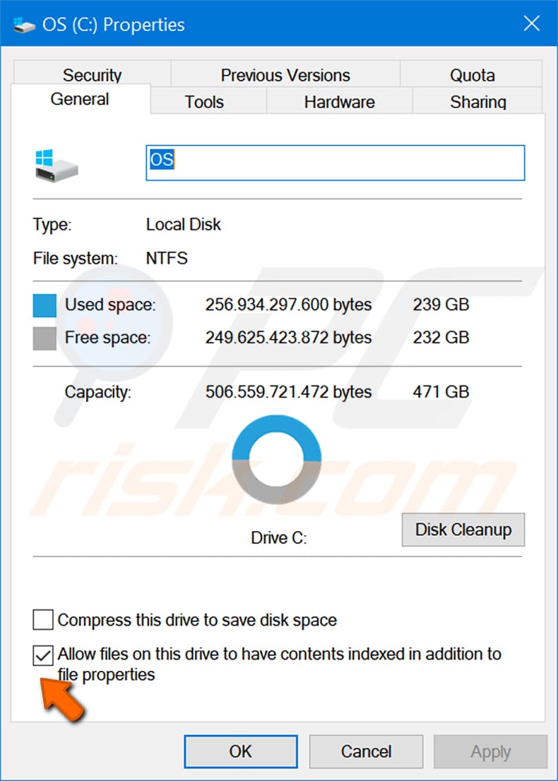 disable or tune search indexing step 1