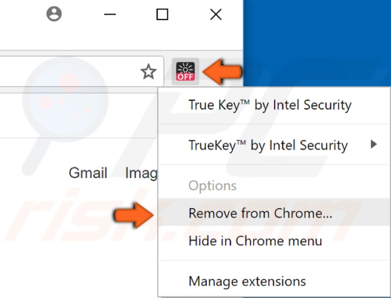remove true key from your browser step 1