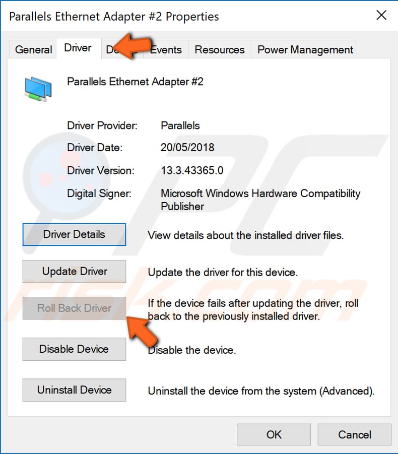 roll back network adapter driver step 2