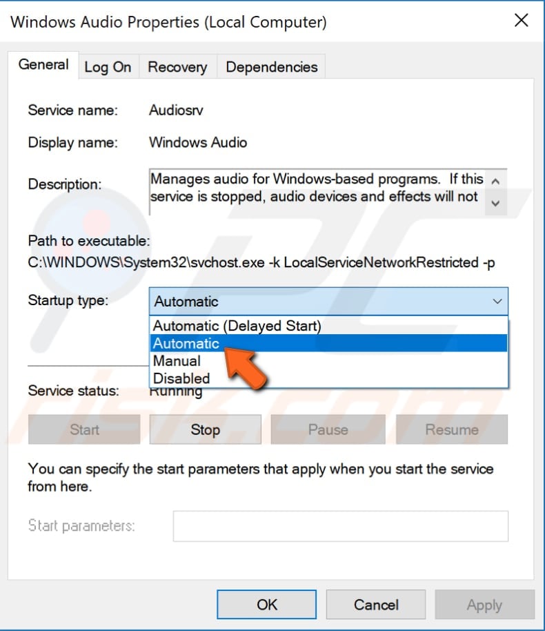 starta om Windows audio service steg 3