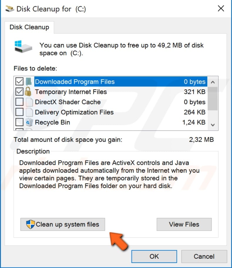 remove temporary files and folders using disk cleanup step 2