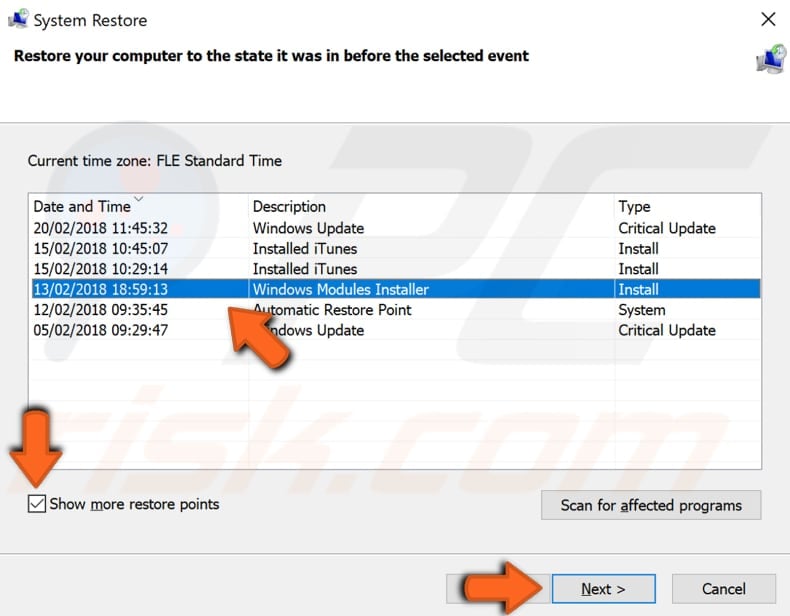 restore your system using restore point step 3