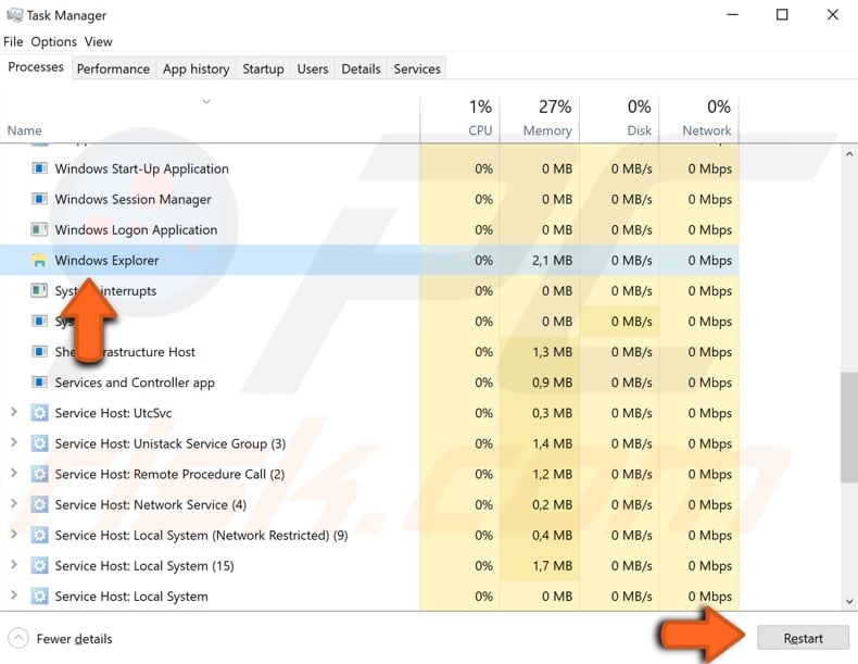 restart file explorer 