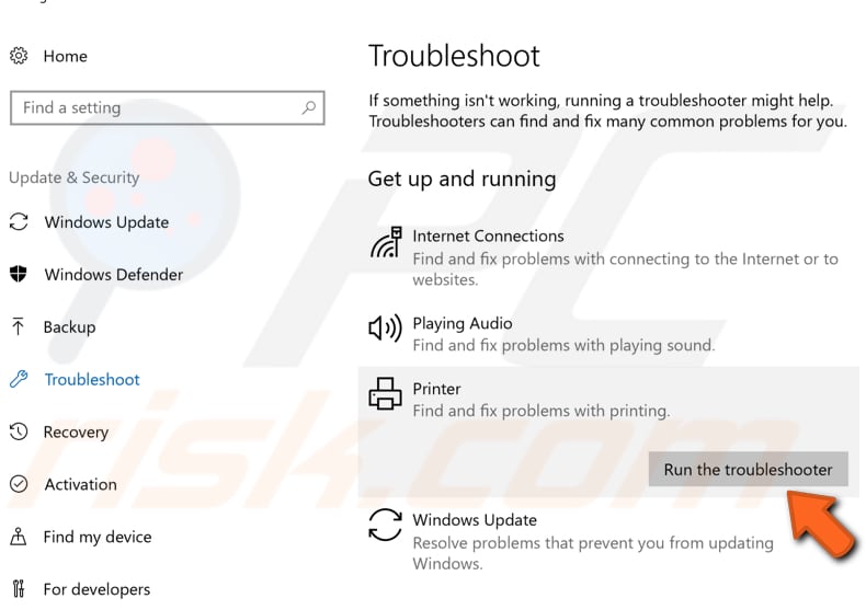 run windows troubleshooter step 2 
