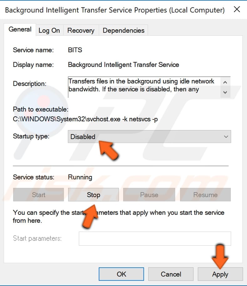 disable BITS step 3