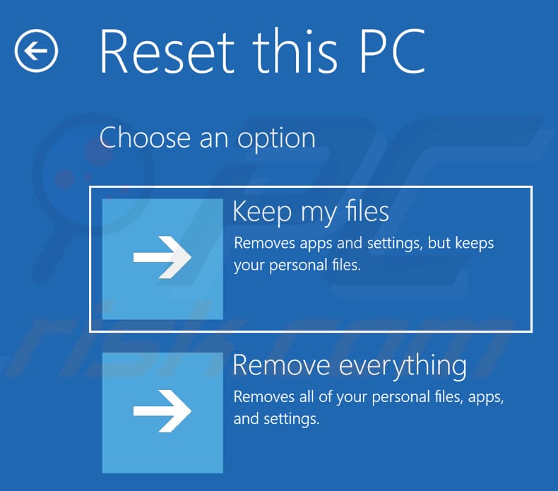 reset your pc step 2