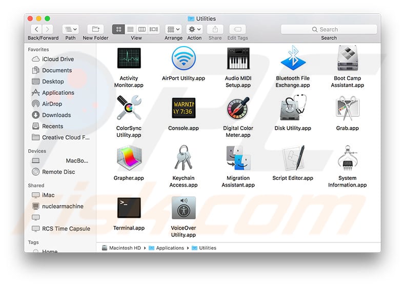 mac utilities folder description