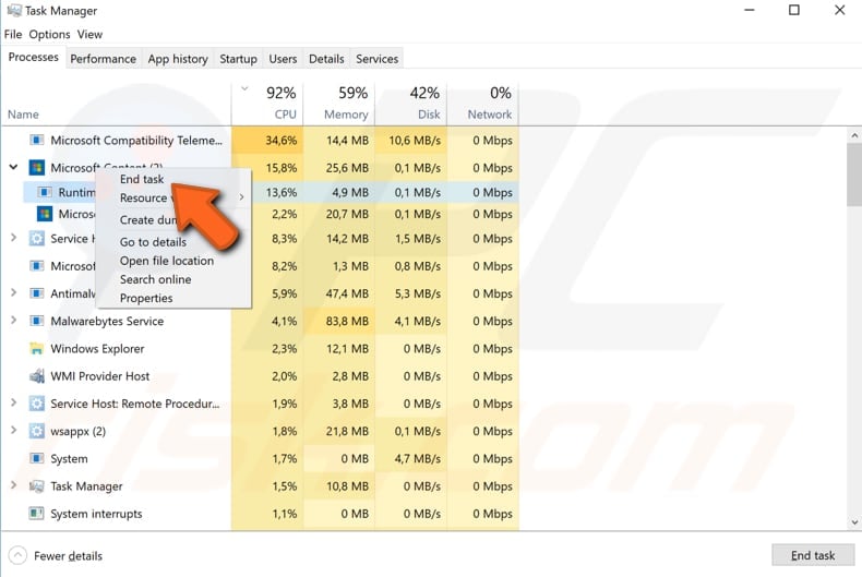 how to stop or to remove QtWebEngineProcess.exe step 1