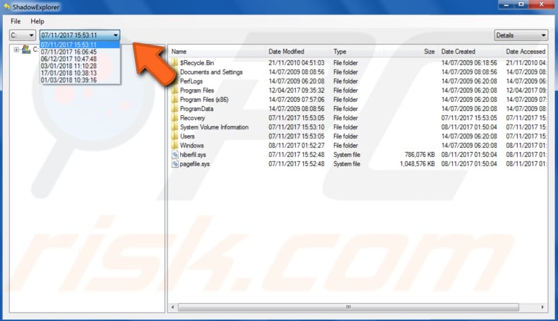 how to recover files and folders using ShadowExplorer step 1