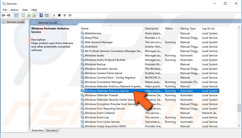 enable windows defender antivirus service step 3