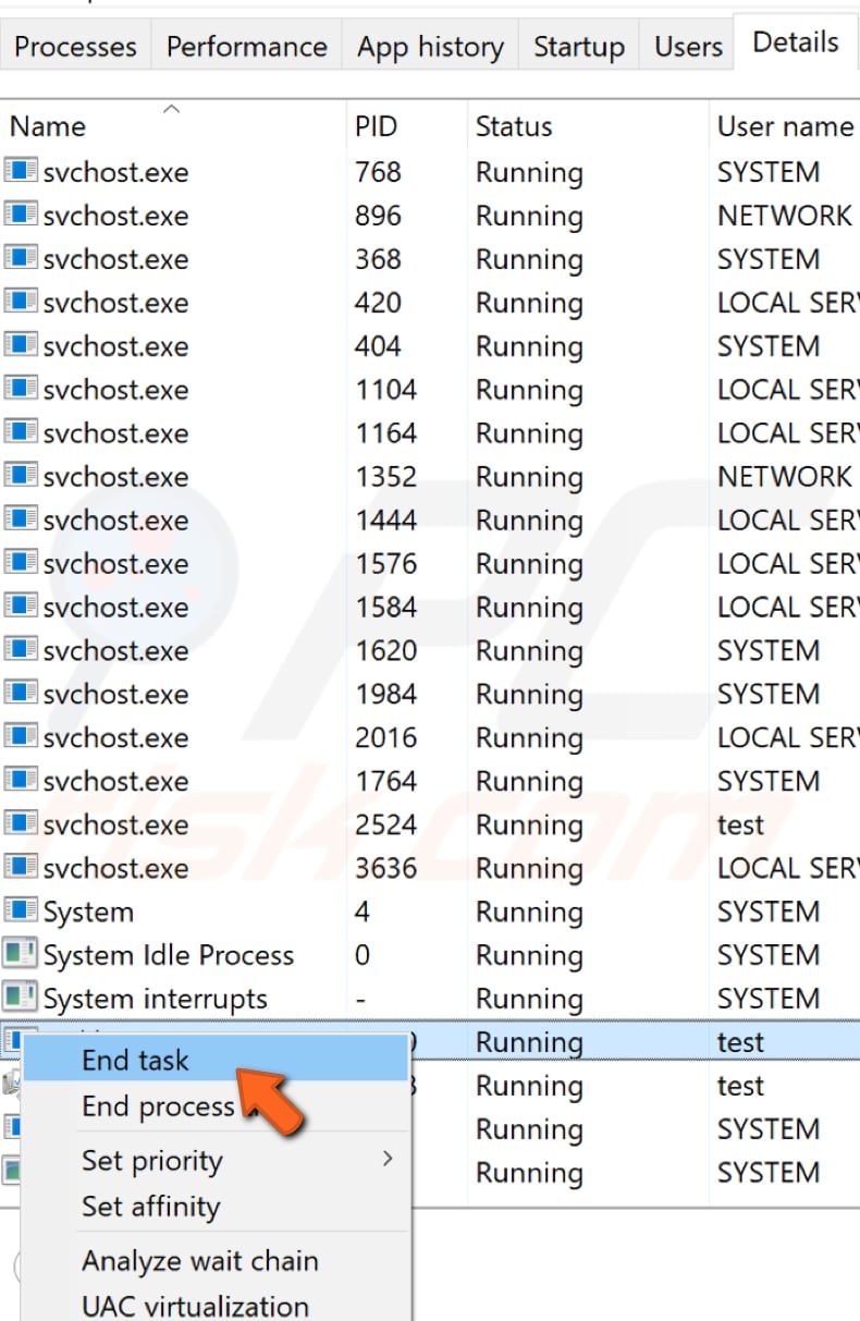 end tiworker.exe process using task manager step 2
