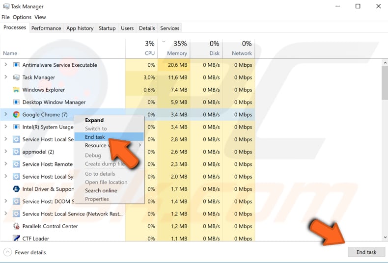 force quit google chrome step 2