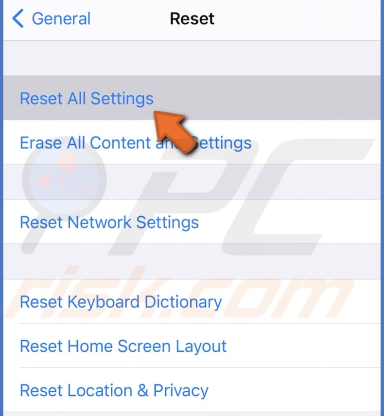 Tap on Reset All Settings