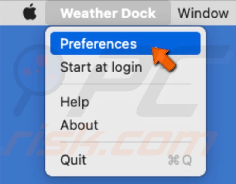Go to Weather Dock preferences