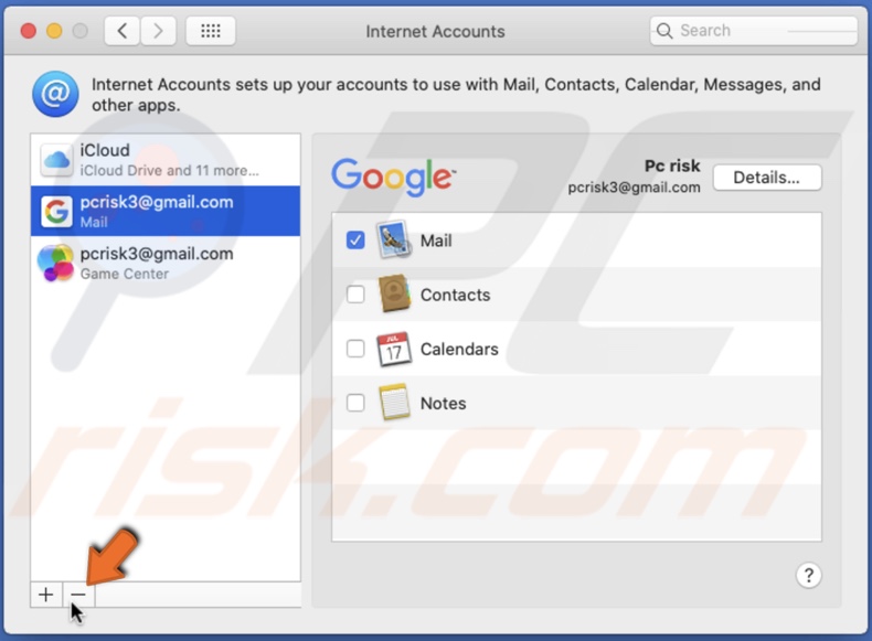 mail app for mac disable account