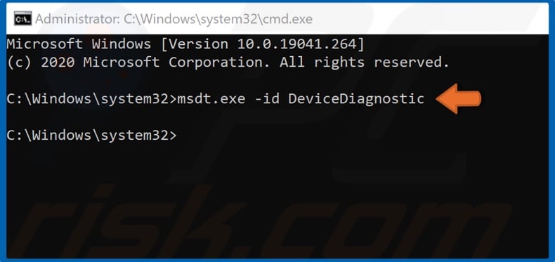 Type in msdt.exe -id DeviceDiagnostic and hit Enter