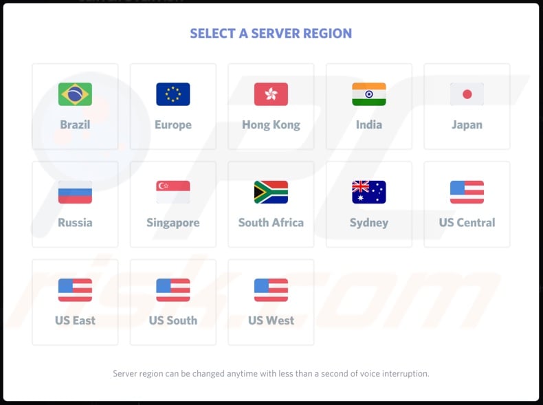Select server region