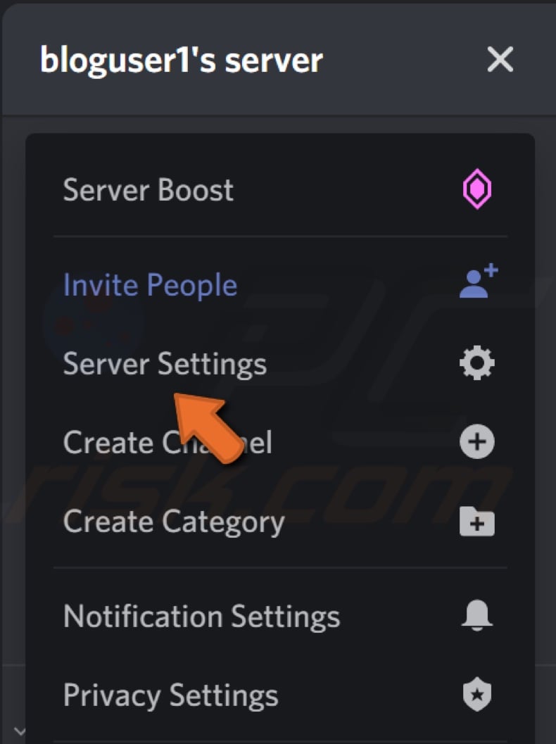 Select Server Settings