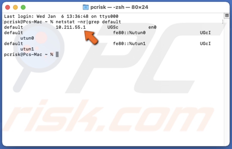 Find router IP address using Terminal