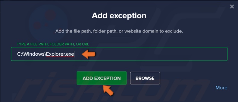 Add Explorer.exe to exceptions