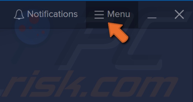 Click Avast's Menu button