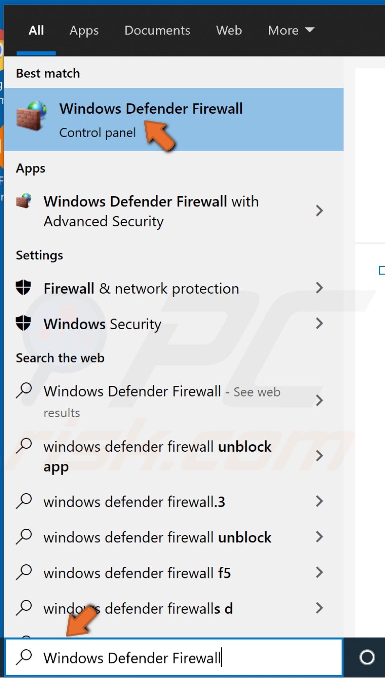 Go to Windows Defender Firewall
