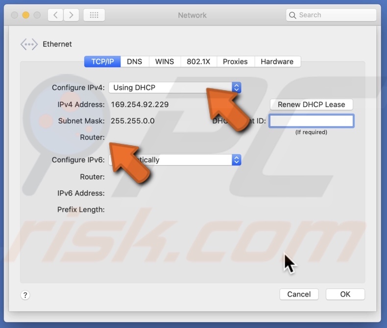 ethernet self assigned ip address problem