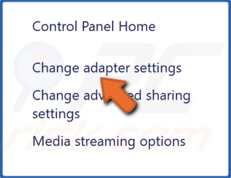Click Change adapter settings