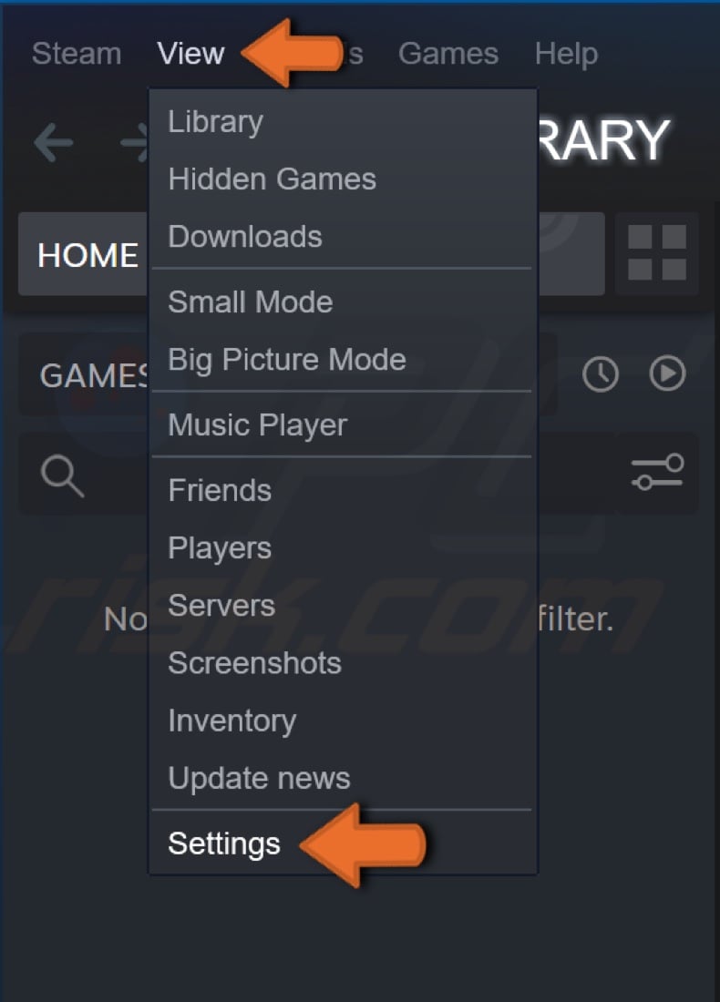 Click view and click Settings