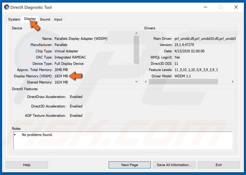 Select the Display tab and see Display Memory (VRAM) section