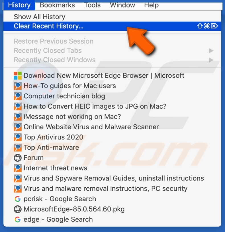 Quick history delete in Firefox browser 