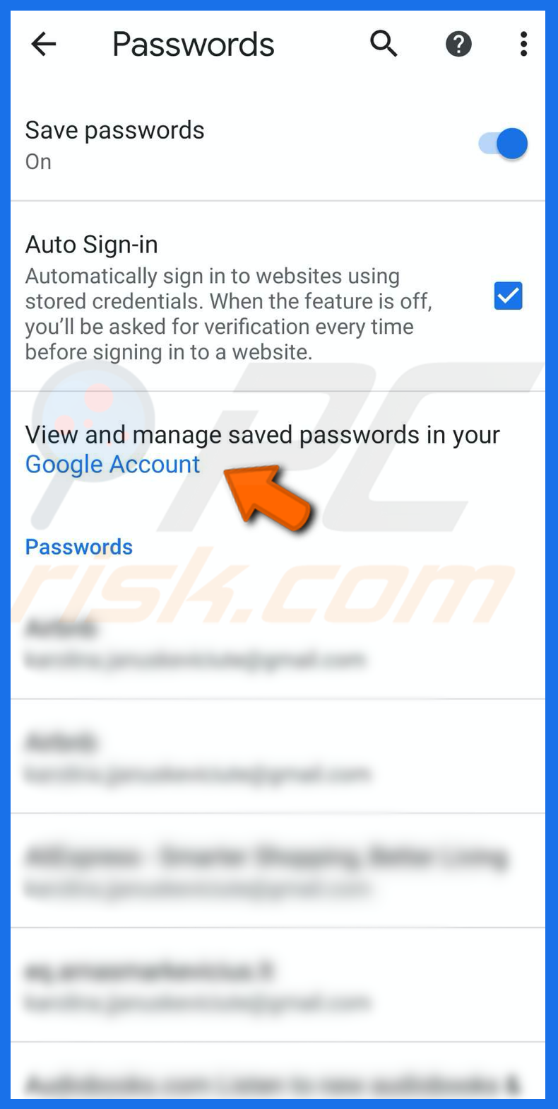 Manage passwords in chrome on iPhone