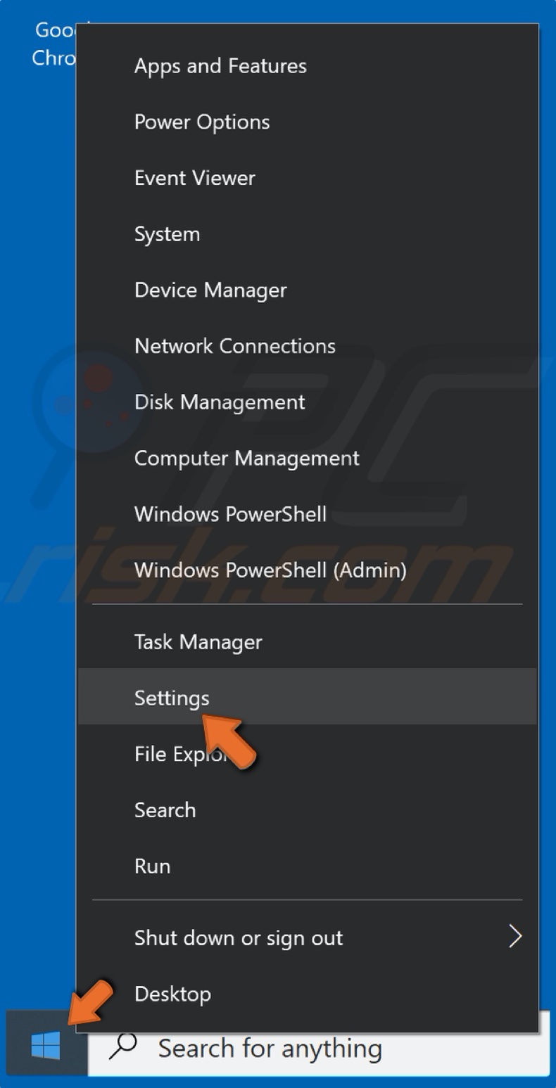 Right-click the Start Menu and click Settings
