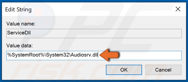 Erase %SystemRoot%System32Audiosrv.dll
