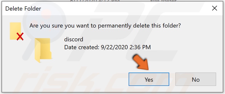 confirm folder deletion