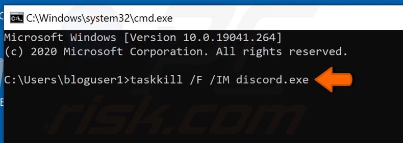 Type taskkill in command prompt