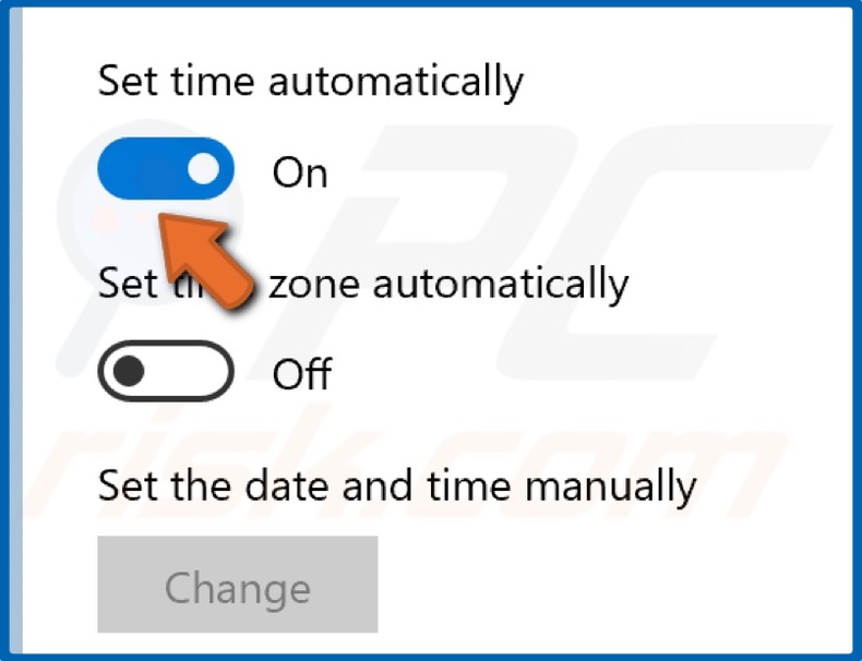 Toggle Set time automatically slider