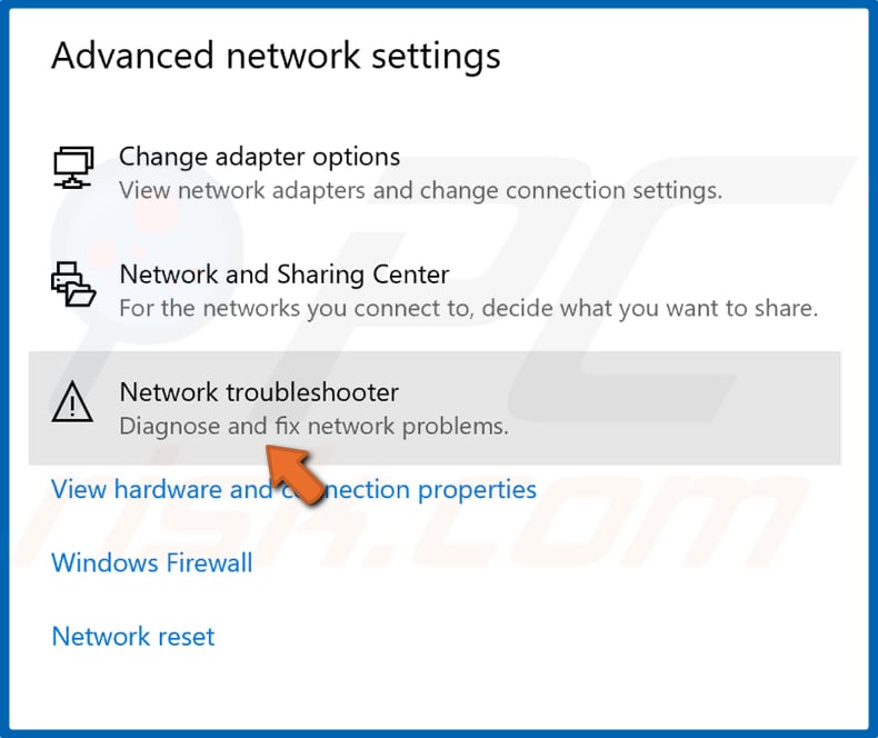 fix network problem in windows 10