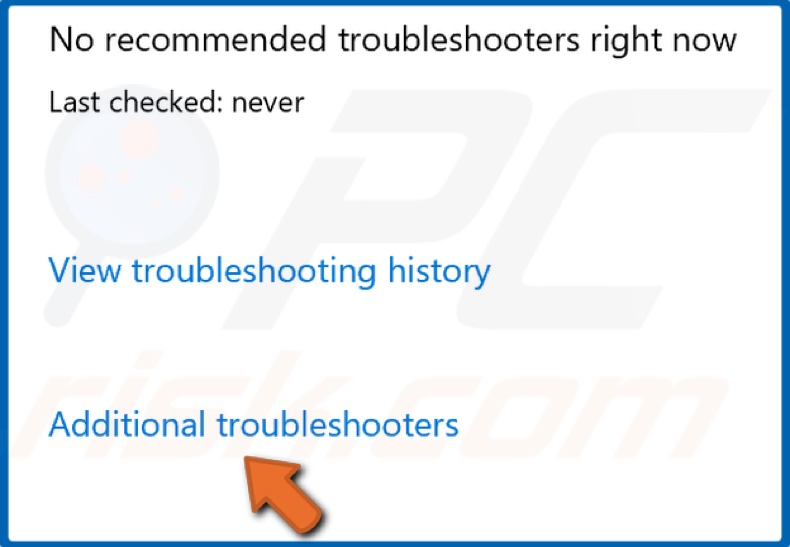 Select Additional troubleshooters
