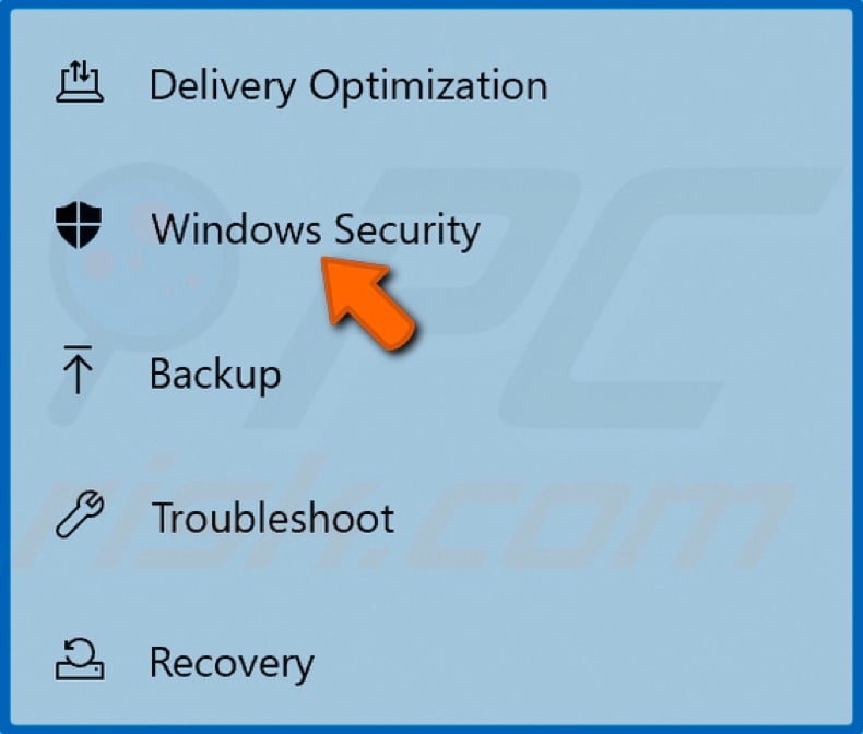 Select Windows Security from the left pane