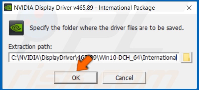 Click OK to save the driver