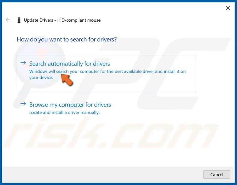 Select Automatically search for drivers
