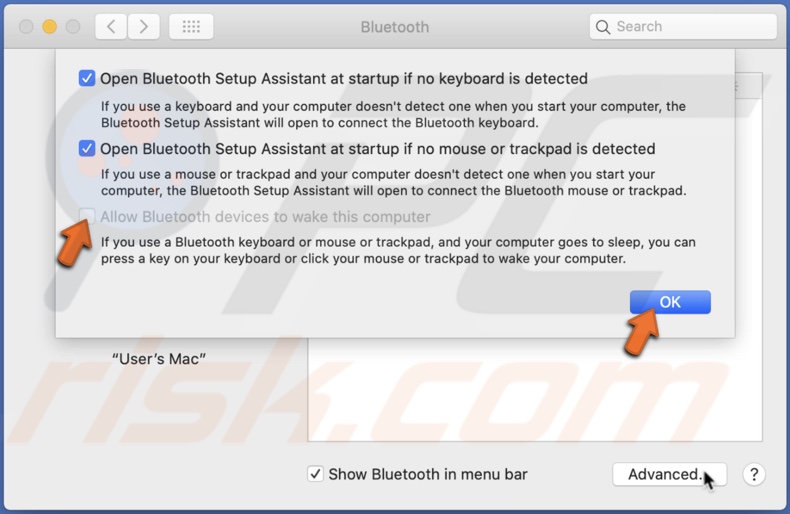 Uncheck Allow Bluetoot to wake this computer