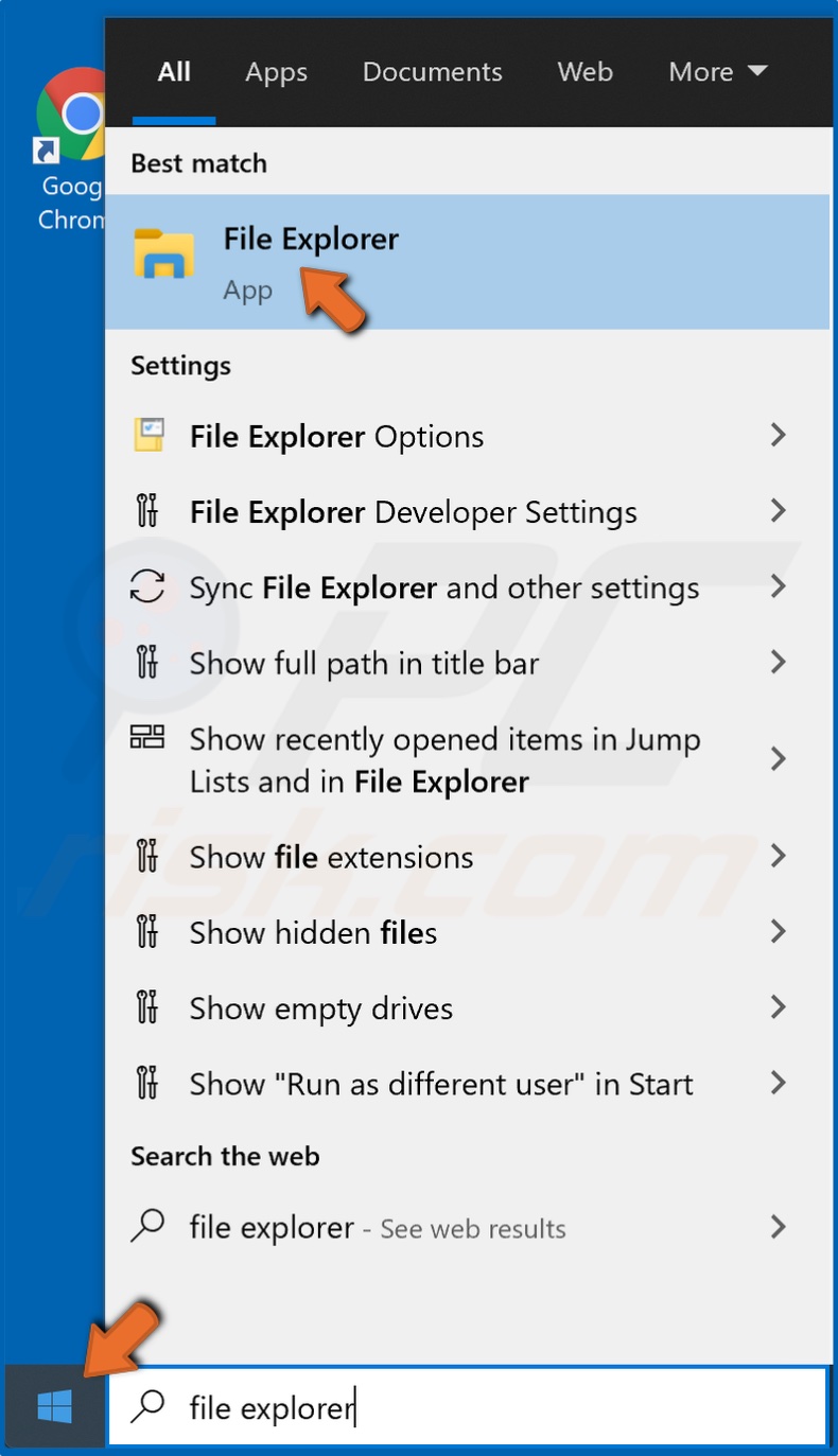 Open Start and type in File Explorer