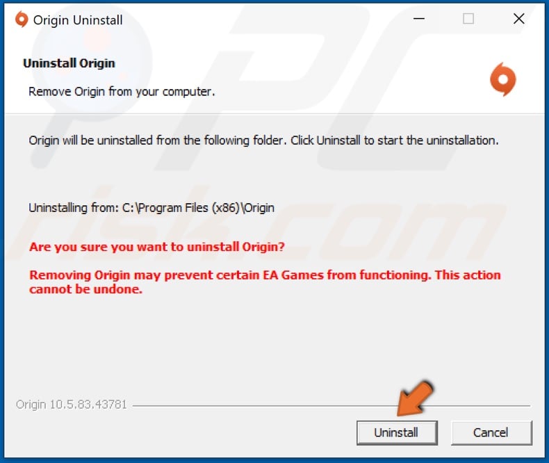 Uninstall the Origin client